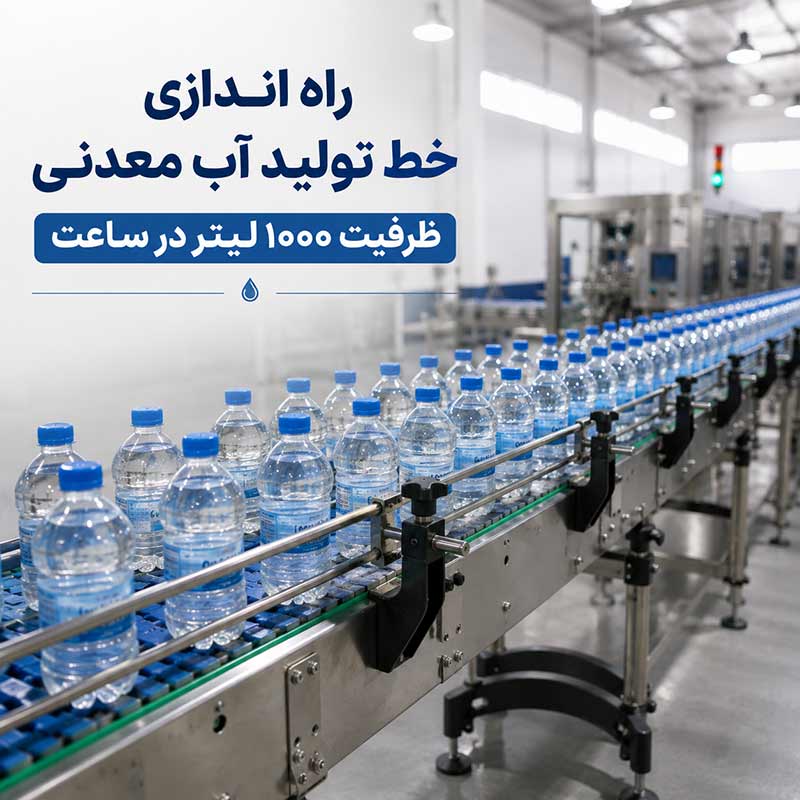 خط تولید آب معدنی و آب آشامیدنی ۱۰۰۰ لیتر در ساعت